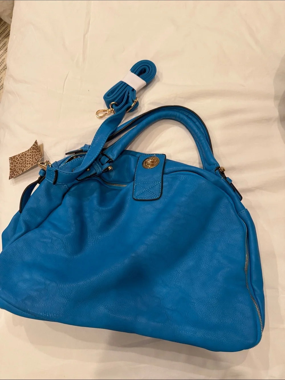 Bright Blue Top-Handle Shoulder Bag. NWT